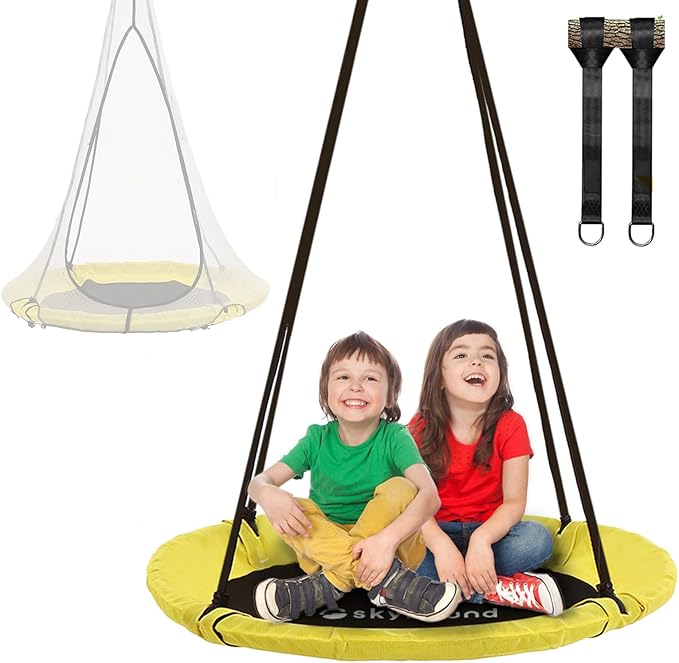 SkyBound Tree Swing Saucer Swing - 600LB Weight Capacity - Outdoor Swing with Hanging Straps - Waterproof Tree Swings for Kids - Tire Swings for Trees - Durable Flying Swing Seat for Children