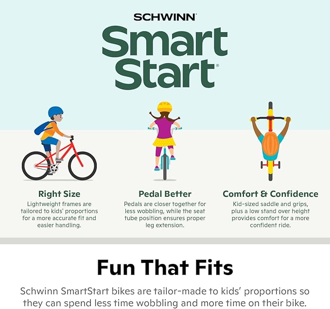 Schwinn Elm and Koen Bike or Balance Bike, 12-20 Inch Bike for Kids Ages 2-13, Black, Blue, Red, Teal, Pink or Purple, SmartStart Ergonomic Design, Adjustable Seat Grows with Child, Training Bicycle