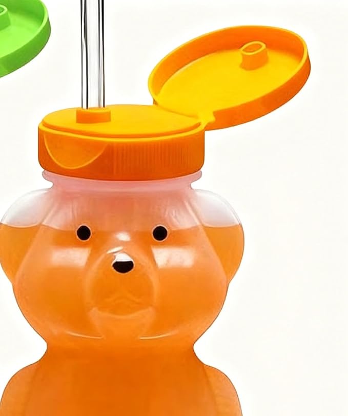 Bear Cup with Straw | 230Ml Water Bottle with Lid | Transparent Cute Leakproof Bear Coffee Cup - for Women Kids Girls Iced Coffee Milk Tea Drinks