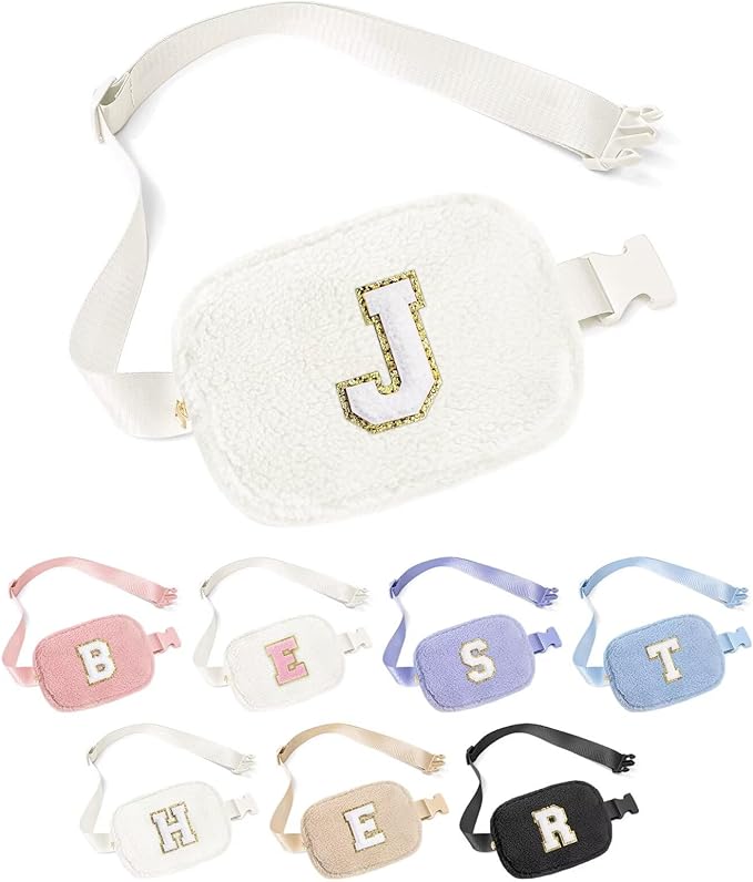 YOOLIFE Gifts for Mom, Birthday Gifts for Mom from Daughter or Son, Mom Birthday Gifts, Initial Crossbody Bag Belt Bag Fanny Pack, Beige J