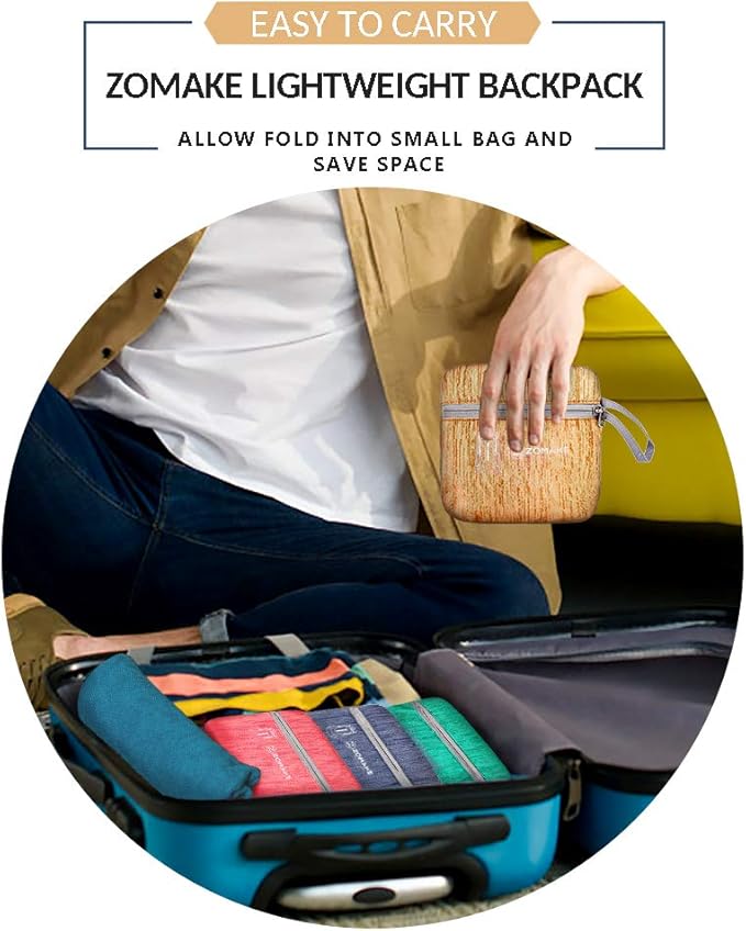 ZOMAKE 25L Ultra Lightweight Packable Backpack, Foldable Hiking Backpacks Water Resistant Small Folding Daypack for Travel(Muddy Yellow)