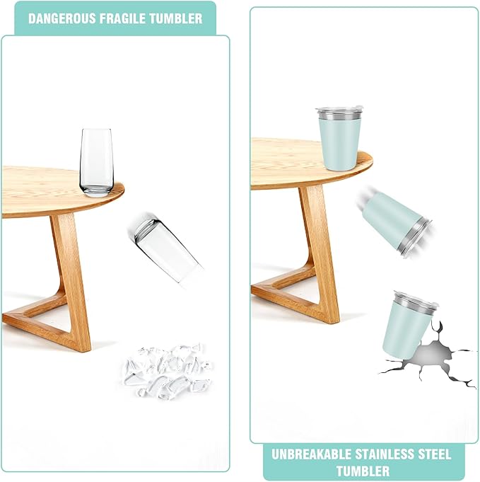 Ymmy Sam 2pcs Stainless Steel Cups with Lid and Straw,12oz Spill-proof Kids Tumblers, with Stainless Steel Straws Unbreakable Metal Cups with Heat-insulated Sleeves for Cold and Hot drinks