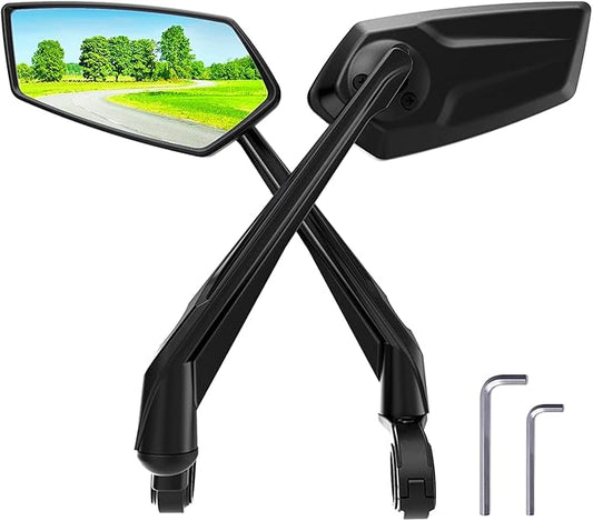 RBRL Bike Mirror Rotatable HD Crystal Clear Glass Bike Mirrors Handlebar Rearview Mirror, Wider View Bicycle Mirrors for electric bike, Scratch Resistant Bike Rear View Mirror(Handlebar-Pair)
