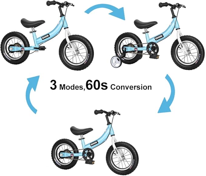 Balance Bike 2 in 1 for Kids 2 3 4 5 6 7 Years Old,Balance to Pedals Bike,12 14 16 inch Kids Bike,with Pedal kit,Training Wheels,Brakes