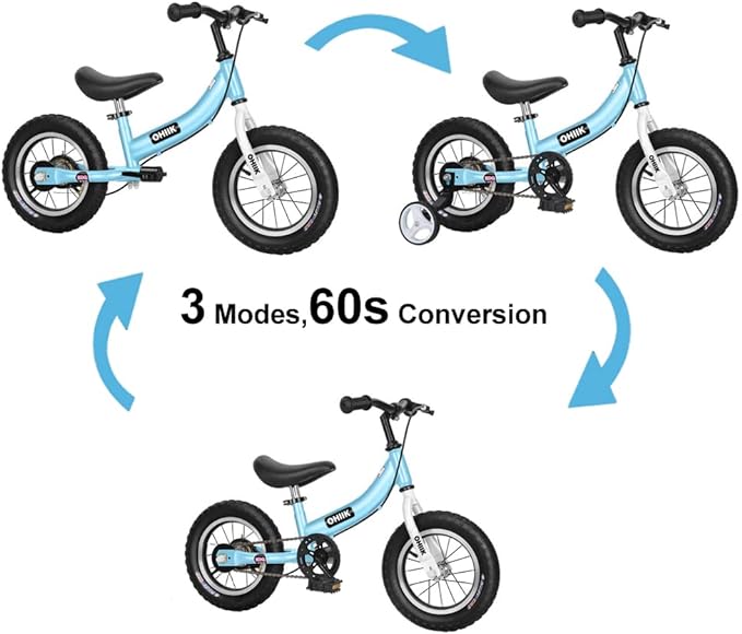 Balance Bike 2 in 1 for Kids 2 3 4 5 6 7 Years Old,Balance to Pedals Bike,12 14 16 inch Kids Bike,with Pedal kit,Training Wheels,Brakes