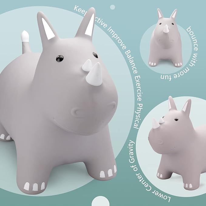 PlayZap Bouncy Horse Hopper, Bouncy Animals Hopper for Toddlers, Inflatable Jumping Ride on Bouncer, Kids Hopping Toys for 18M 2 3 Years Old Kids Boys Girls Gifts