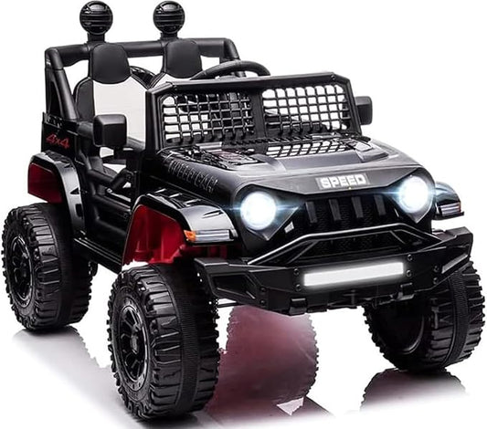 12V Ride On Car, Electric Car for Kids, 12V Ride on Toys, Kids Cars with 3 Speeds Adjustable w/Bluetooth, Parent Remote Control, Spring Suspension, AUX Port-Black