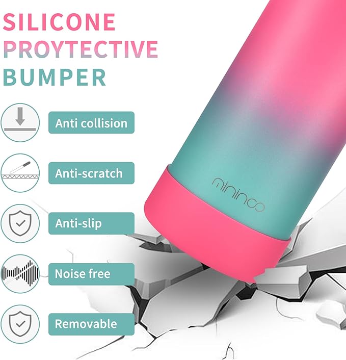 mininoo Girls Water Bottle for School, 16oz Stainless Steel Insulated Metal Water Bottle with Straw Lid for Boys (2 Pack)