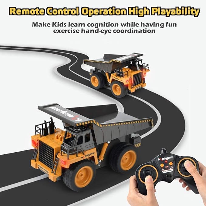 kolegend Remote Control Dump Truck RC Truck Construction Vehicle Truck Toys with Rechargeable Battery for Toddlers Kids Boys and Girls