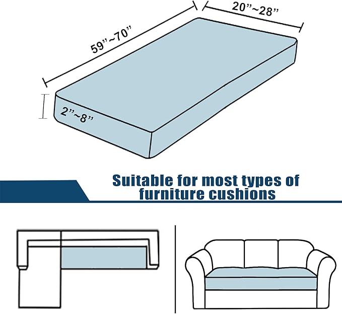 100% Waterproof Couch Cushion Covers, Replacement Sofa Cushion Covers, Stretch Individual Sofa Seat Cushion Slipcovers Furniture Protector for Kids Pets