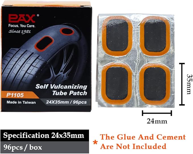 PAX 96 Pcs 24 x 35mm Oval Inner Tube Patches, Puncture Flat Tire Repair Patch for Bicycle, Bike, Scooter, Motorcycle, Automobile, Cars, Truck, BMX, ATVs, River Floating, Inflatable Rubber