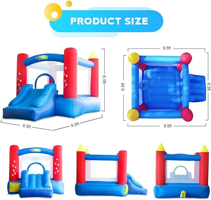 Yard Bounce House for Kids 3-8, Inflatable Bounce House with Slide, Bouncy House with Blower & Play Balls for Indoor Outdoor, 9.5x6.5x6.5FT Bouncy Castle for Toddlers Party
