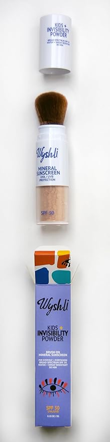 Invisibility Powder - Brush On Mineral SPF 30 Sunscreen for Kids - Broad Spectrum Face & Body Sunscreen for Sensitive Skin - Water & Sweaty Playground Resistant