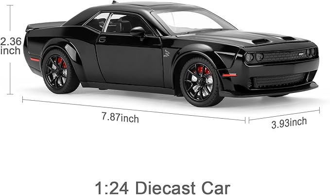 SASBSC Toy Cars for Boys Age 3-12 1:24 Car Toys Diecast Metal Car Model with Light & Sound Collectable Muscle Super Cars for Kids (Black)