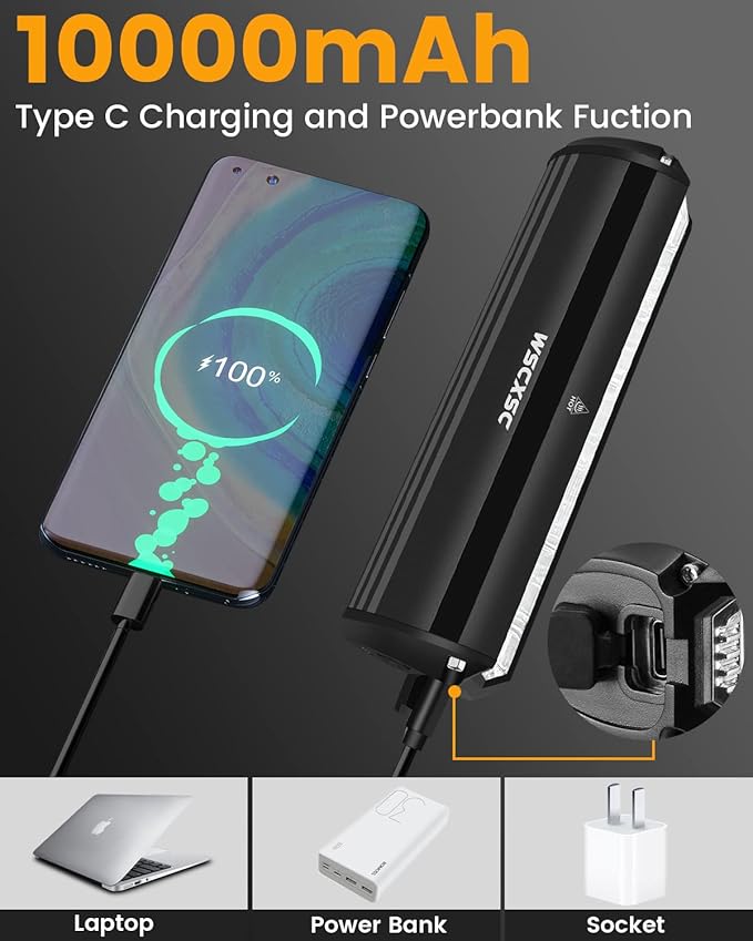 Super Bright Bike Light 3000 Lumen 5 LED Bicycle Light with Taillights Rechargeable Bike Headlight for Night Riding Waterproof Bike Light Front and Back Set for Mountain/Dirt/Light/Kids Bike