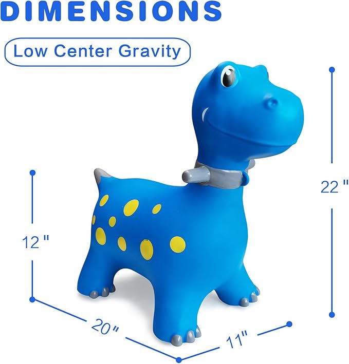 HotMax Bouncy Horse, Dinosaur Hopper Toys for Kids, Inflatable Ride on Bouncy Animals Toys for Toddlers, Jumping Horse for Baby Birthday Gift for Boy or Girl 18 Months 2-4 Year Old (Blue)