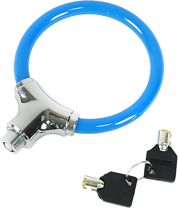 Bicycle Cable Lock, Blue Steel Cable with Keys, Security Lock