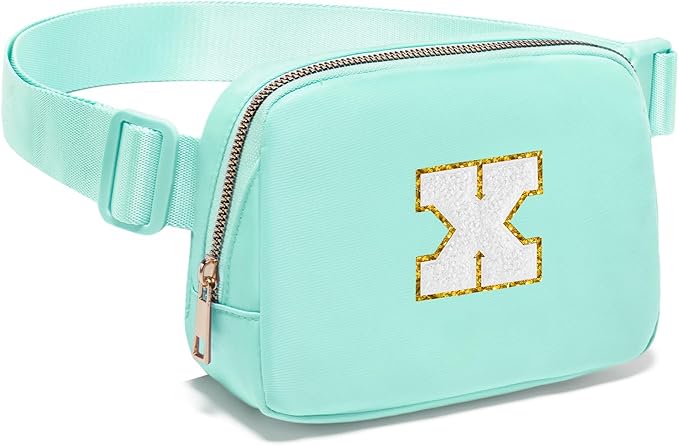 Gitus Birthday Gifts for 8 9 10 11 12 13 Year Old Girls Personalized Fanny Pack Crossbody Bags with Initial Letter Patch Belt Bag for Teen Girls Cute Trendy Stuff Travel Essentials (Mint Green-X)