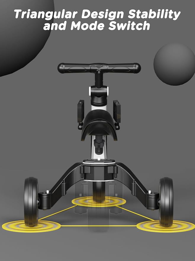 ﻿XJD 5 in 1 Toddler Bike, Tricycle for Toddlers 1-3 with Adjustable Seat Height, Removable Pedals, Ideal Balance Bike Birthday Gifts and Toys for Boys and Girls