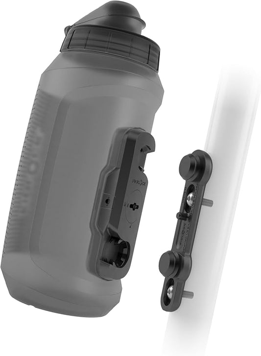 FIDLOCK Twist Bottle 750ml/25oz + Base Systems | New Leak-Proof, Self-Sealing Bottle Cap | Bike Water Bottle Holder with No Screws & Attached Bottle | Cage Free Magnetic Rack | Smoke