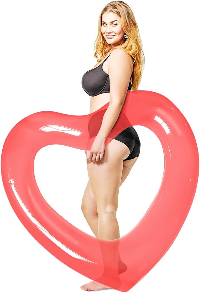 ZHUYNXIR Heart Swimming Pool Float Loungers Tube, Water Fun Beach Party Toys for Kids，Birthday Scene Layout Props.