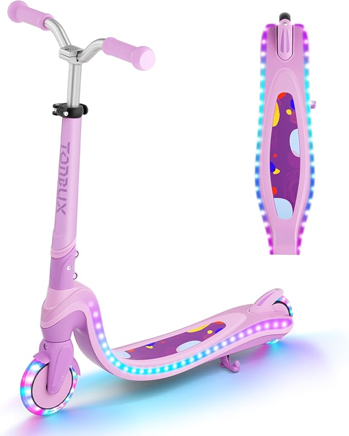 Scooter for Kids with Light-Up Wheels & Deck, Adjustable Heights 2 Wheel Kick Scooters for Kids 5-7, Toddler Scooters with 4 Lighting Mode Deck