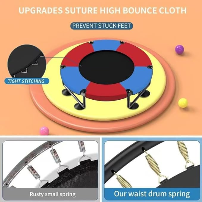 Trampoline for Kids, Upgrade Full Anti-Rust 440lbs Indoor Outdoor Toddler Trampoline with Net, 55" Adjustable Baby Toddler Trampolines Accessories with 8 Toys Dart Board