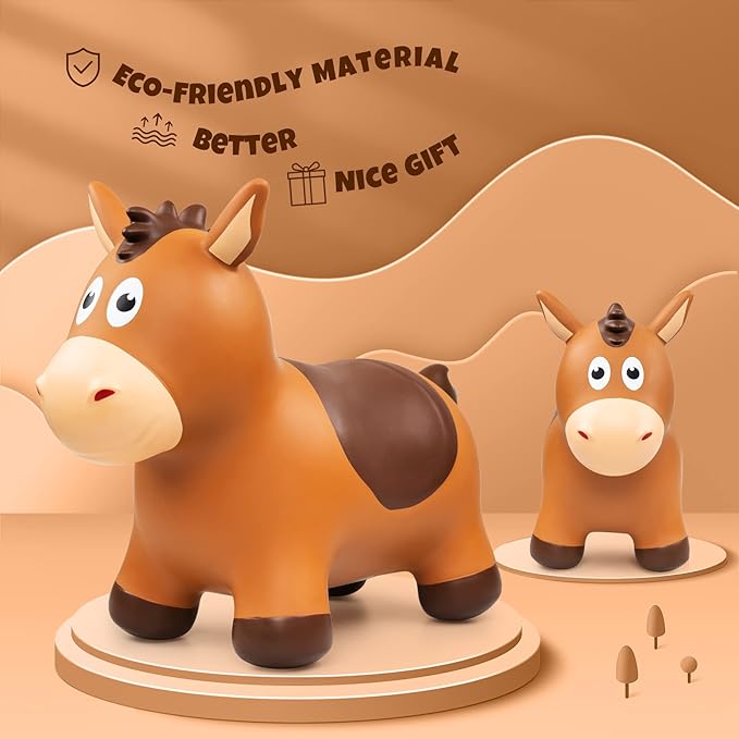 PlayZap Bouncy Horse Hopper, Bouncy Animals Hopper for Toddlers, Inflatable Jumping Ride on Bouncer, Kids Hopping Toys for 18M 2 3 Years Old Boys Girls Gifts