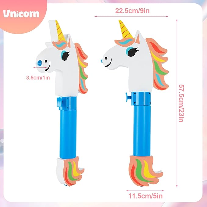 Water Gun Pool Toys for Kids, Summer Outdoor Water Blaster with Auto-Refill & Float Board, 16oz Large Capacity for Swimming Beach Unicorn Design Ages 5+ Boys Girls