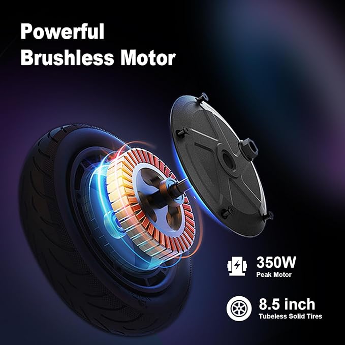 Electric Scooter Adults, Foldable 8.5" Tires E Scooter for Adults, 19 Mph, 350W Motor Fast Cooter, Kick Scooters Max 21 Miles Long Range for Commuting, Heavy Duty E-Scooter with Dual Braking System