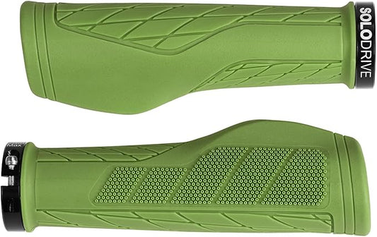 SOLODRIVE Ergonomic Design Mountain Bike Grips, Comfortable Bicycle Handlebar Grips, Single Lock-on and Non-Slip MTB Handle, Fit MTB, E-Bike, Hybrid, Scooter