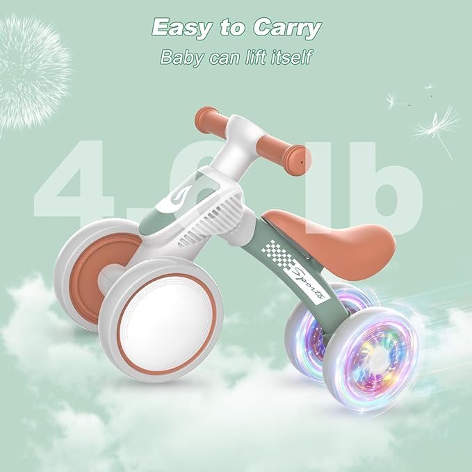 Colorful Lighting Baby Balance Bike Toys for 1 Year Old Boy Girl Gifts, 10-36 Month Toddler Balance Bike, No Pedal 4 Silence Wheels & Soft Seat First Bike, One Year Old Boy Girl Birthday Gifts.