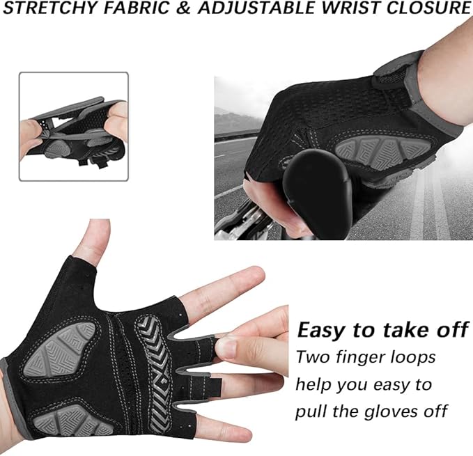 MOREOK Cycling Gloves Bike Gloves for Men/Women-[5MM Gel Pad] Half Finger Bicycle Biking Gloves for Cycling/Weight Lifting/Gym/Motorcycle/Outdoor Sports