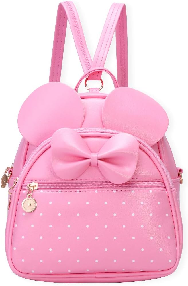 KL928 Girls Mini Backpack Bowknot Polka Dot Cute Small Daypacks Convertible Shoulder Bag Purse for Women