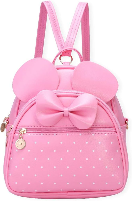 KL928 Girls Mini Backpack Bowknot Polka Dot Cute Small Daypacks Convertible Shoulder Bag Purse for Women