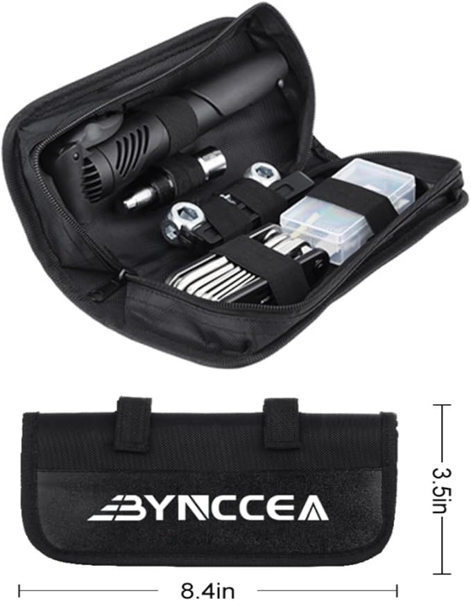 Bynccea Bike Tire Repair Tool Kit with Tire Pump, Portable Bicycle Repair Bag Bicycle Tyre Lever Patch Repair Tools, All in One Bicycle Tire Patch Kit for Mountain Bike and Road Bike