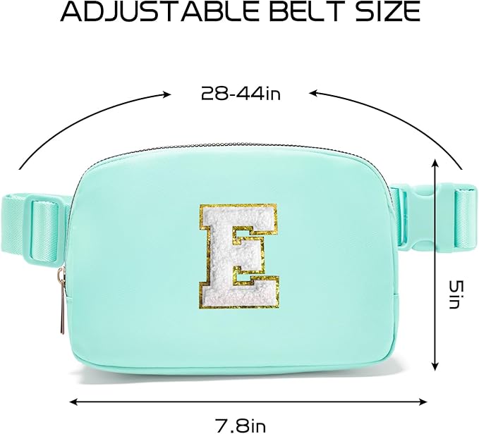 Gitus Birthday Gifts for 8 9 10 11 12 13 Year Old Girls Personalized Fanny Pack Crossbody Bags with Initial Letter Patch Belt Bag for Teen Girls Cute Trendy Stuff Travel Essentials (Mint Green-E)
