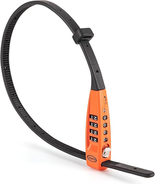 CXWXC Zip Tie Lock - 4-Digit Combo Cable Locks for Bike Motorcycle Helmet, Skateboard, Skis, Snowboard, Stroller & Cabinet - Ideal for Lightweight Security (Orange, 45CM)