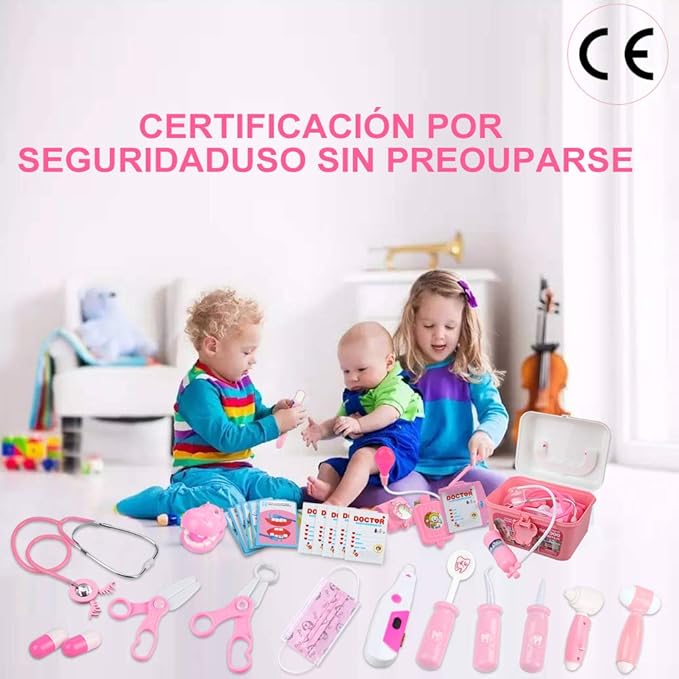 Anpro 46Pcs Doctor Kit for Kids, Medical Toy Doctor Pretend Play kit with Stethoscope Costume Dress-Up,Doctor Play Gift for Toddler