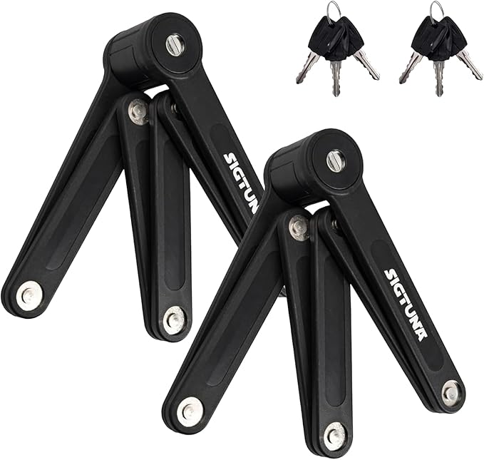 SIGTUNA Folding Bike Lock - Hardened Steel 8mm Fold-Up Heavy Duty Bike Lock with Easy Mounting, Secure Lock and Anti-Scratch Coating - Easily Keep Bike Secure and Paintwork Undamaged - Bicycle Lock
