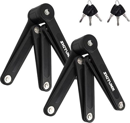 SIGTUNA Folding Bike Lock - Hardened Steel 8mm Fold-Up Heavy Duty Bike Lock with Easy Mounting, Secure Lock and Anti-Scratch Coating - Easily Keep Bike Secure and Paintwork Undamaged - Bicycle Lock