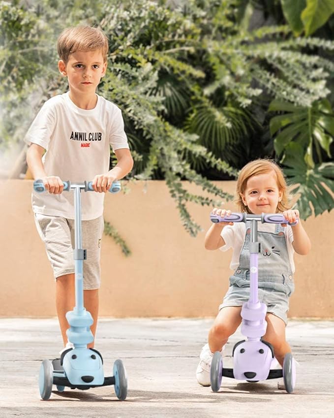 MOUNTALK Kids Scooter for Ages 1-12 Years, 3 Wheels Toddler Scooter for Children Age 1-3/3-5/5-8/8-12 Boys and Girls with Adjustable Heights and LED Wheels