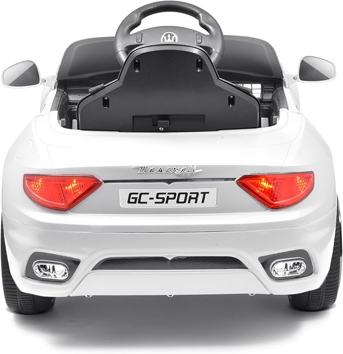 Joywhale 12V Kids Ride on Car Licensed Maserati Battery Powered Electric Vehicle for Ages 3-6, with 2.4G Remote Control, Metal Suspension, Safety Belt, Bright Headlights, Music & FM, White, DP-M02L