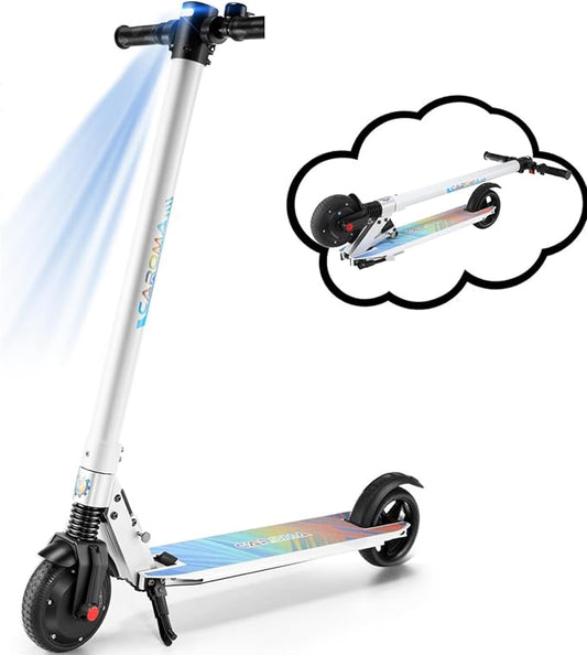 Caroma Electric Scooter for Kids Ages 6-14, 250W Motor Foldable Kids Electric Scooter,160 Mins Ride Time & 3 Speeds (6/10/15 Mph), LED Display & Dual Brake,Best Gift for Girls and Boys