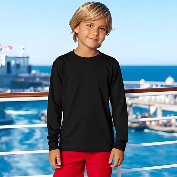 INGEAR Boys' Rash Guard UPF 50+ Swim Shirt - Lightweight, Quick-Dry, Durable Sun Protection for Swimming, Sizes XS-XL