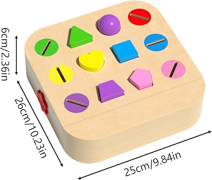 Wooden Shape Sorter Toy - Wood Shape Matching Toys Educational Color Sorting Games - for Preschool Learning Activity Baby Girl Toddler Boy Kid Birthday