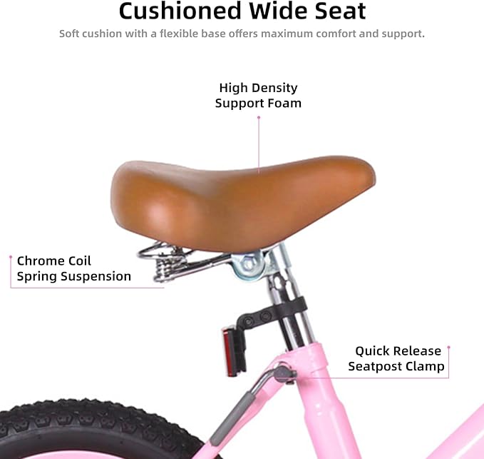 JOYSTAR Vintage Kids Bike with Training Wheels & Basket, 12 14 16 Inch Girls Bike for 2-7 Years Old, Children Bicycles, Multiple Colors