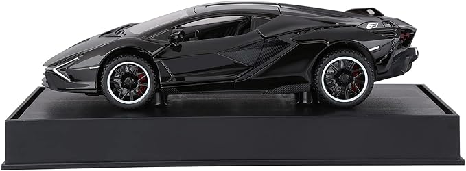 SASBSC Lamb Toy Cars for Kids Sian Diecast Metal Model Car with Light and Sound Fkp3 Pull Back Toy Car for Boys Age 3 + Year Old (Black)