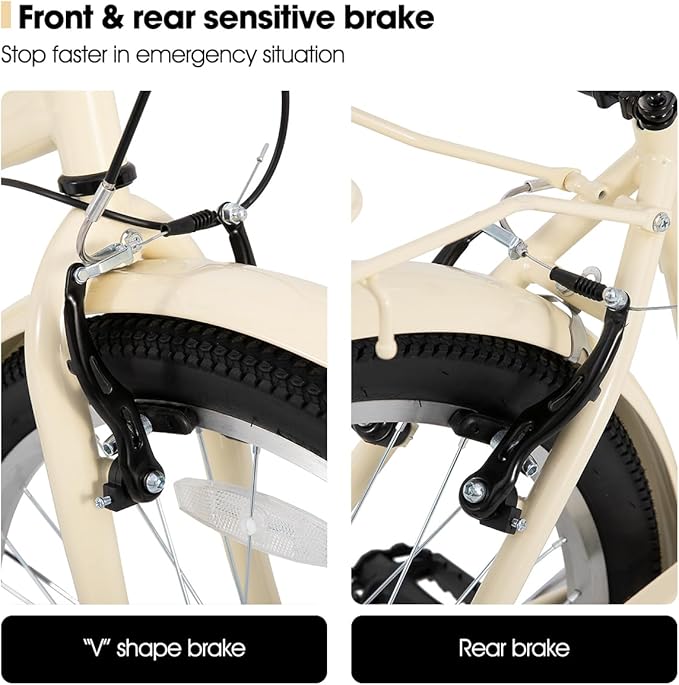 HILAND 26 inch Beach Cruiser Bike for Men and Women, 7 Speed Step-Through Frame Adult Bicycle with Rear Rack, Retrospec Bike Commuter City Bicycle