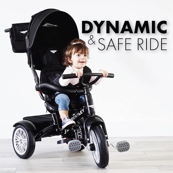 Bentley Kids Trike, All Terrain Toddler Bike 6-in-1, Officially Licensed & Designed by Bentley Motors UK, Baby Tricycle is a Compelling Statement of Performance & Luxury, Onyx Black (6m-5y+)